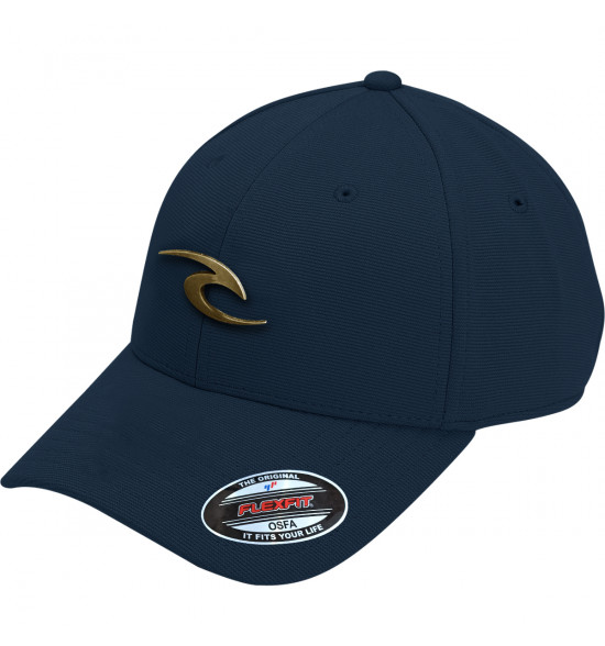 Boné Rip Curl Wave Icon Metal Logo Flexfit Navy Gold